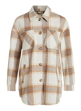Surchemise Vila Kimmi Check Cadres Beige Femme
