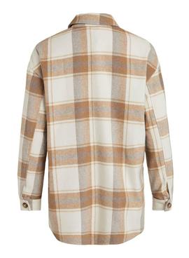 Surchemise Vila Kimmi Check Cadres Beige Femme