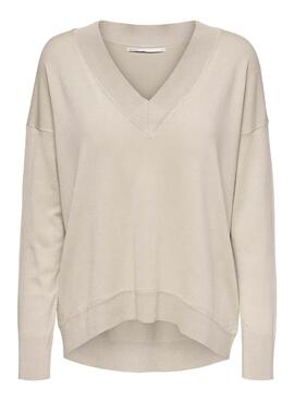 Pull Only Lillies Beige pour Femme