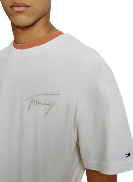 T-Shirt Tommy Jeans Logo Blanc pour Homme