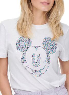 T-Shirt Only Disney Flores Mickey Blanc Femme