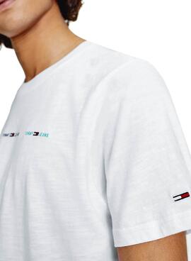 T-Shirt Tommy Jeans Petit logo linéaire Blanc