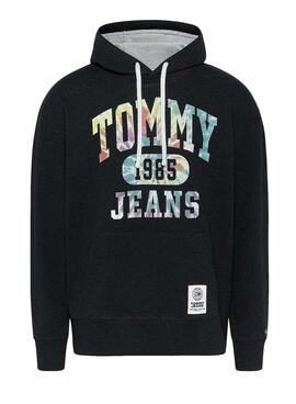 Sweat Tommy Jeans College Tie Dye Noire Homme