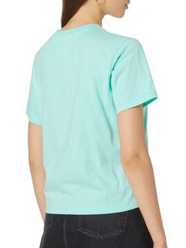 T-Shirt Tommy Jeans Logo Linéaire Vert Pour Femme