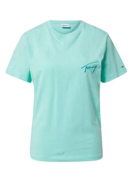 T-Shirt Tommy Jeans Signature Vert pour Femme