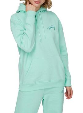 Sweat Tommy Jeans Signature Vert pour Femme