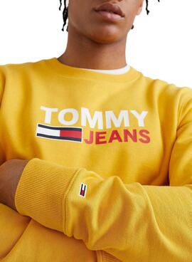 Sweat Tommy Jeans Corp Logo Jaune Homme