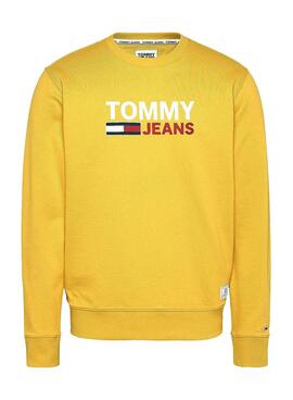 Sweat Tommy Jeans Corp Logo Jaune Homme