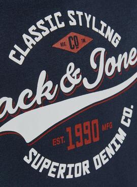 Sweat Jack & Jones Logo Bleu Marine pour Homme