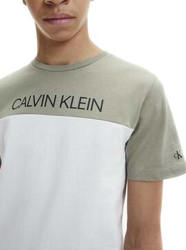 T-Shirt Calvin Klein Color Block blanca pour Garçon