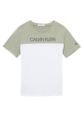 T-Shirt Calvin Klein Color Block blanca pour Garçon