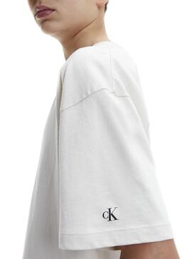 T-Shirt Calvin Klein Stack Logo Blanc pour Garçon