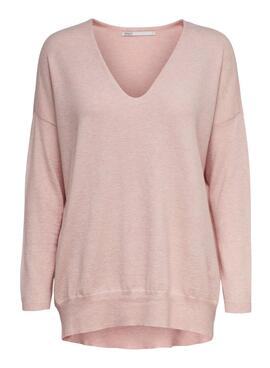 Pull Only Lely Cuello V Rosa pour Femme