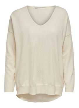 Pull Only Lely Cuello V Blanc pour Femme
