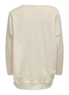 Pull Only Lely Cuello V Blanc pour Femme