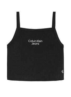 Top Logo empilé Calvin Klein Noire pour Fille