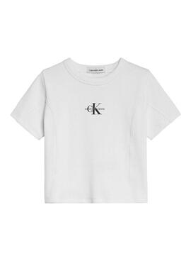 T-Shirt Calvin Klein Monogram Blanc pour Fille