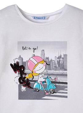 T-Shirt Mayoral Moto Blanc pour Fille