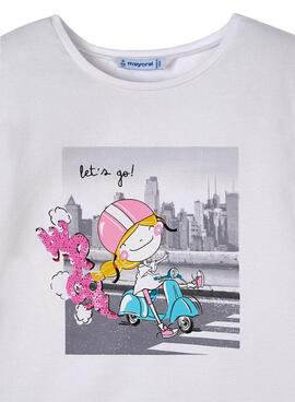 T-Shirt Mayoral Moto Blanc pour Fille