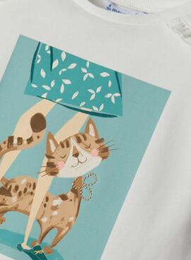 T-Shirt Mayoral Chat Blanc pour Fille