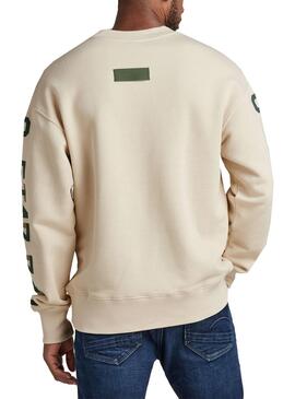 Sweat G-Star Sleeve Graphics Beige pour Homme