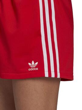 Short Adidas 3 Stripes Rouge pour Femme