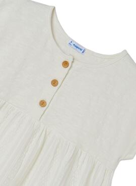 T-Shirt Mayoral Combined Buttons Blanc Fille