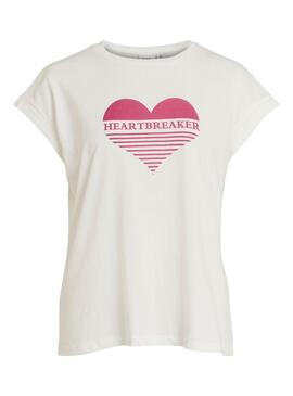 T-Shirt Vila Dreamia Heartbreacker Blanc Femme
