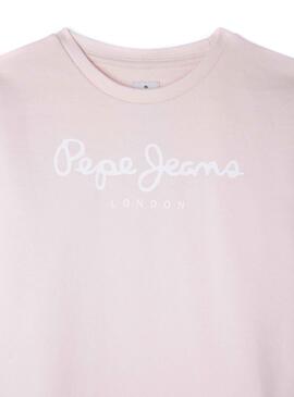 Sweat Pepe Jeans Rose Logo Rosa pour Fille