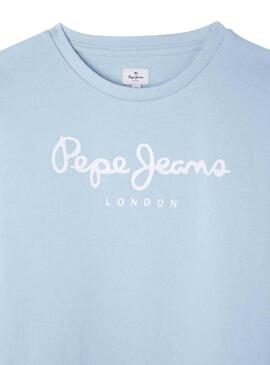 Sweat Pepe Jeans Rose Logo Bleu pour Fille