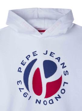 Sweat Pepe Jeans Logo Garnet Blanc pour Fille