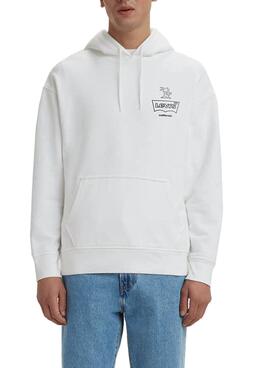 Sweat Levis Relaxed Graphic Palm Blanc Homme