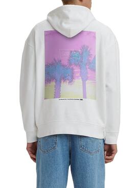 Sweat Levis Relaxed Graphic Palm Blanc Homme