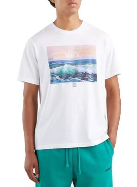 T-Shirt Levis Relaxed Wave Blanc pour Homme