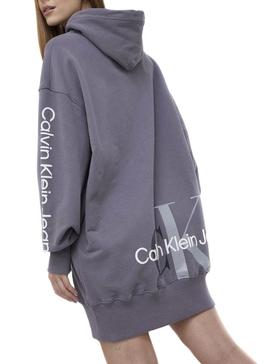 Sweat Calvin Klein Deux Un Monogram Gris Femme