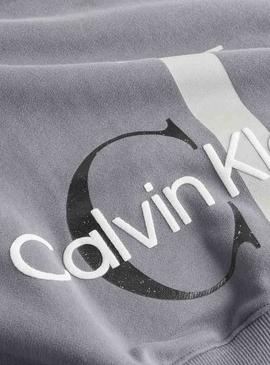 Sweat Calvin Klein Deux Un Monogram Gris Femme