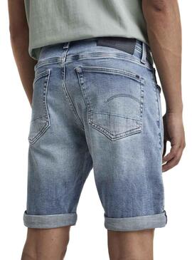 Bermuda Denim G-Star 3301 Slim Bleu pour Homme