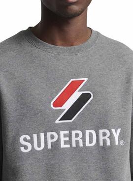 Sweat Superdry Code Stacked Gris pour Homme