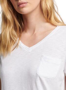 T-Shirt Superdry Studios Pocket Blanc Femme