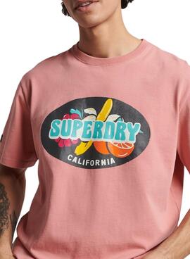 T-Shirt Superdry Vintage Ranchero Rosa Homme
