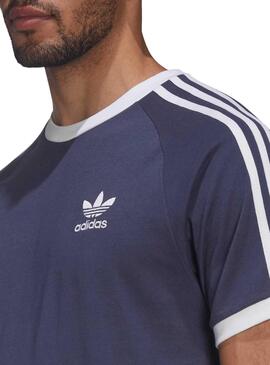 T-Shirt Adidas 3 Bandes Bleu Marine pour Homme