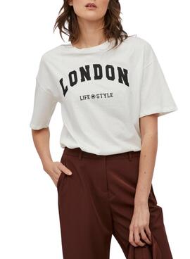 T-Shirt Vila Juliette City London Blanc Femme