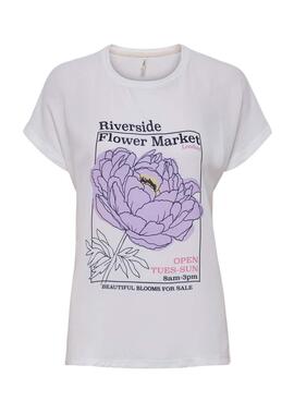 T-Shirt Only Marché Flore Blanc pour Femme