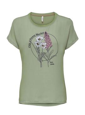 T-Shirt Only Flora Market Vert pour Femme