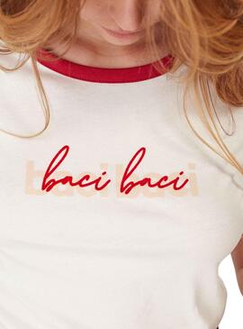 T-Shirt Naf Naf BaciBaci Blanc pour Femme