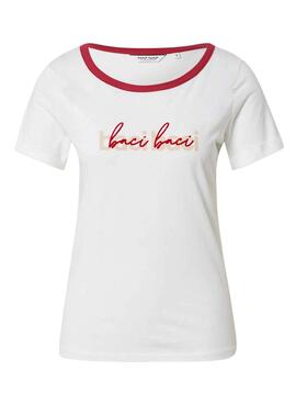 T-Shirt Naf Naf BaciBaci Blanc pour Femme