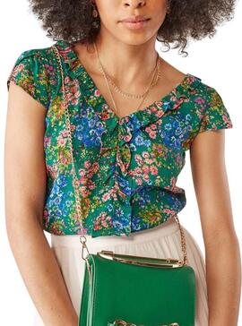 T-Shirt Naf Naf Estampado Floral Vert pour Femme