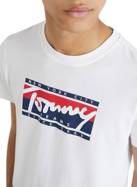 T-Shirt Tommy Jeans Essentiel Blanc pour Homme