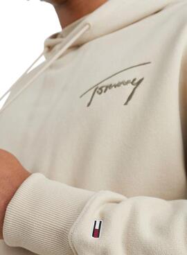 Sweat Tommy Jeans Signature Beige pour Homme