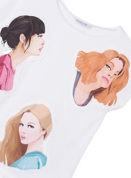 T-Shirt Mayoral Face Blanc Pour Fille